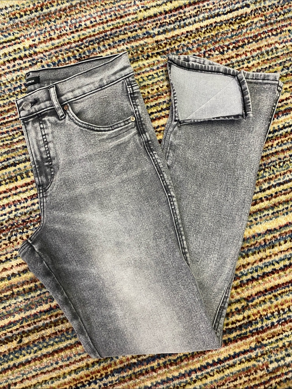 Express Women’s Grey Washed Skyscraper Mid-rise Jeans 10R